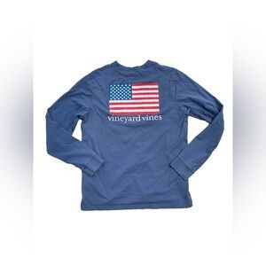 Vineyard Vines Size XL, 18, American Flag Long Sleeve Pocket Tee